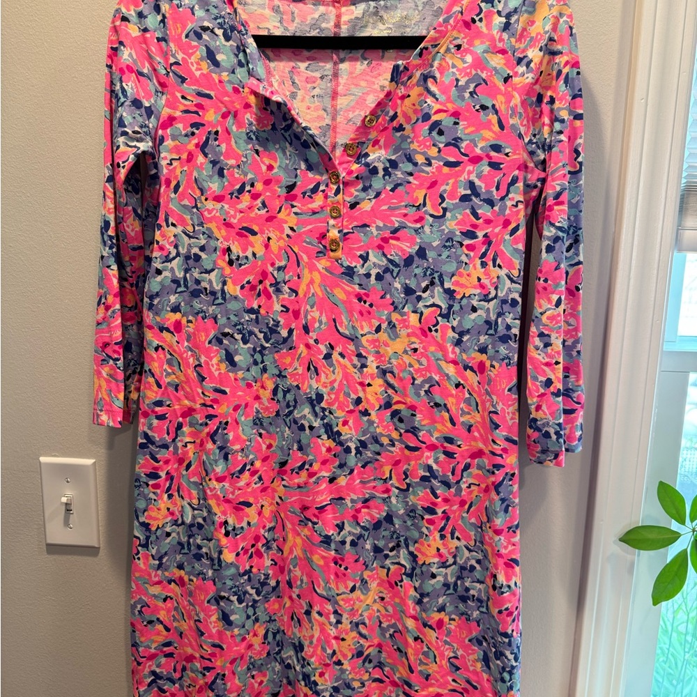 Vibrant Pink and Blue Floral Dress